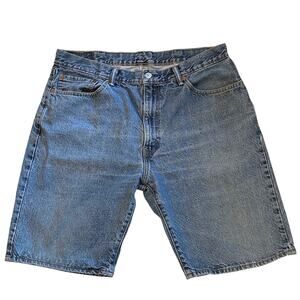 Levis 505 Jean Dad Shorts Mens 38 (36) Blue Denim 100% Cotton Distressed *READ*